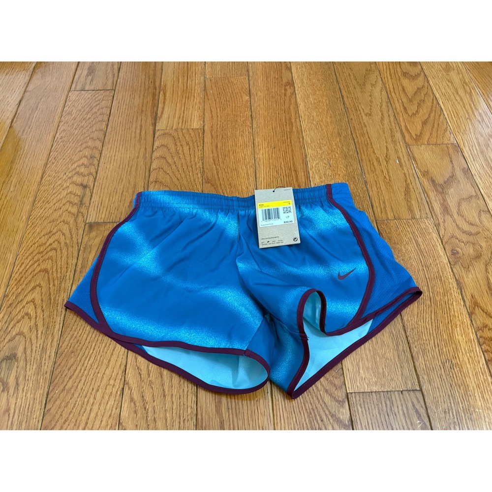 Nike Kids Dri-FIT Training Shorts Blue Gradient Burgundy Trim IM8119-301 sz XS S